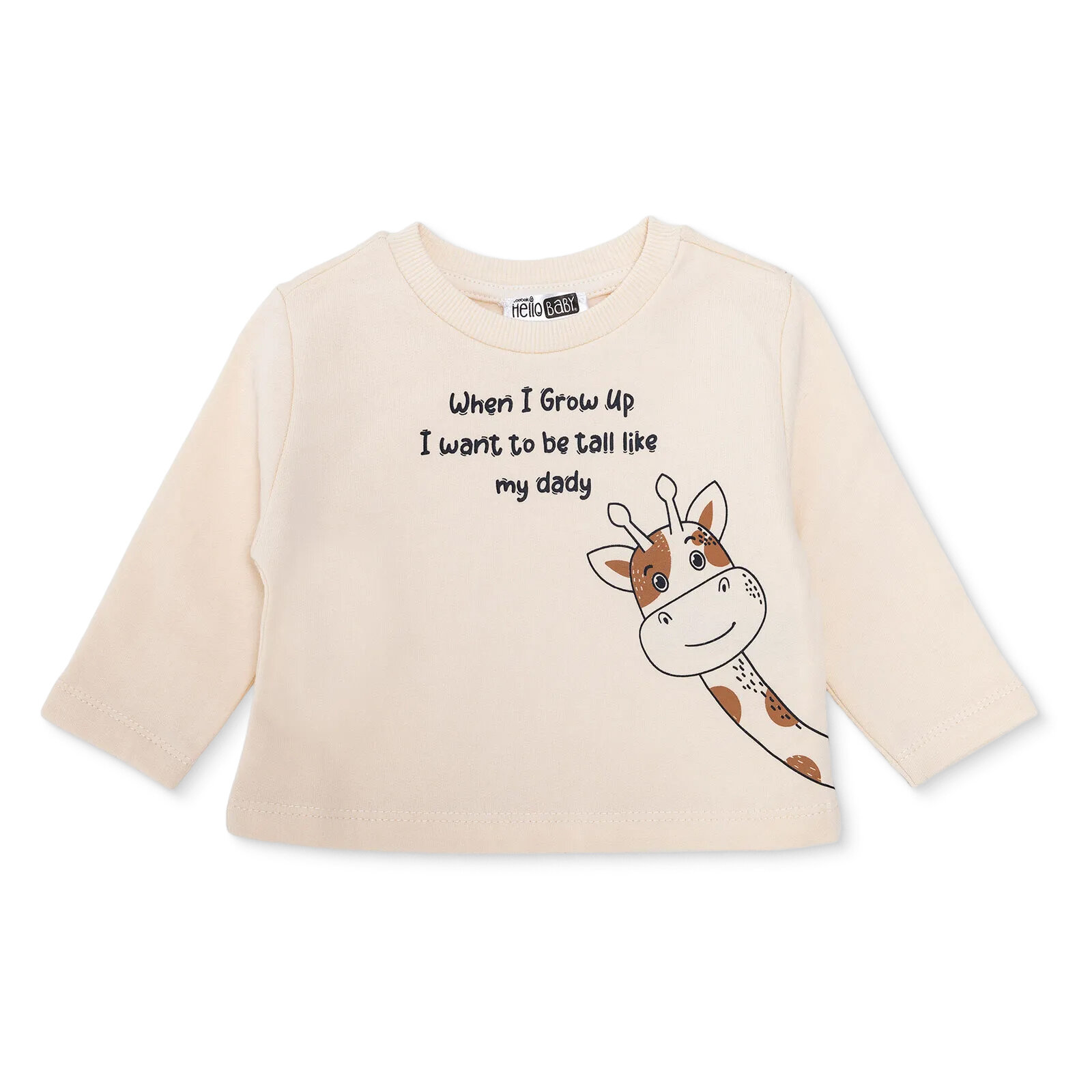 Erkek Bebek Uzun Kol Tshirt Bisiklet Yaka Uzun Kol